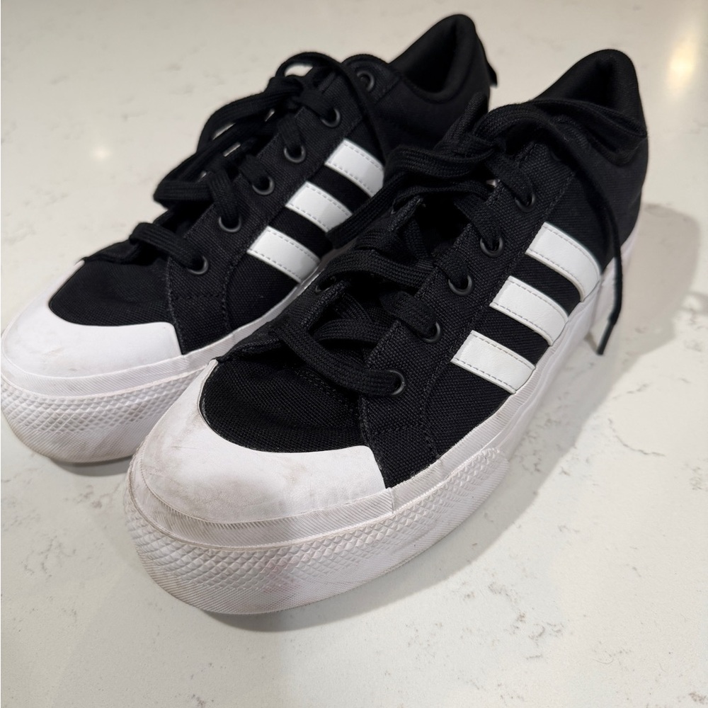 Adidas Women Black and White Platform Sneakers
